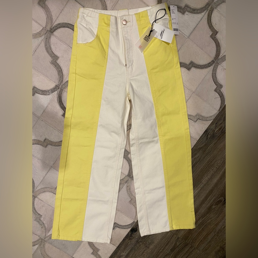 DANDELION DAZE retro high-waisted + wide leg color block denim - Picture 6 of 10